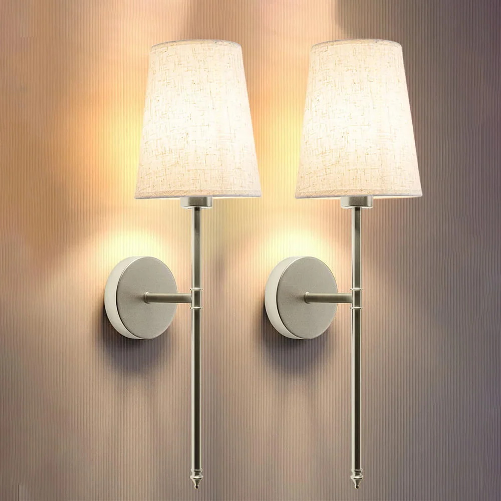 Set of 2 Battery-Operated Fabric Wall Lights with RGB and 3 Brightness Levels