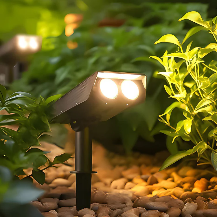 Waterproof Landscape Spotlight with RGB and Warm White LED – Solar Yard Light with Zoom Lens