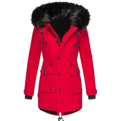 Elegant Winter Parka Jacket for Women, Warm Coat with Wind Protection, S-5XL, Black and Gold