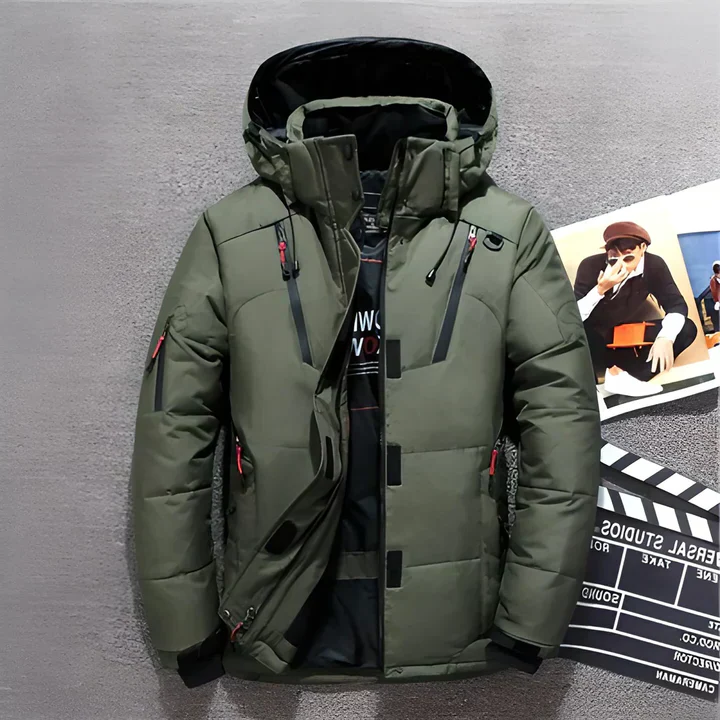 Water-Resistant Winter Coat with Adjustable Hood and Secure Pockets