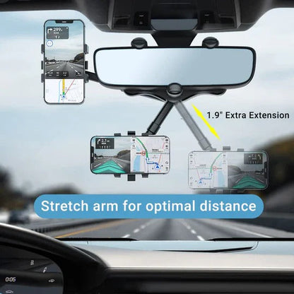 Versatile Rearview Mirror Smartphone Mount with Adjustable Features