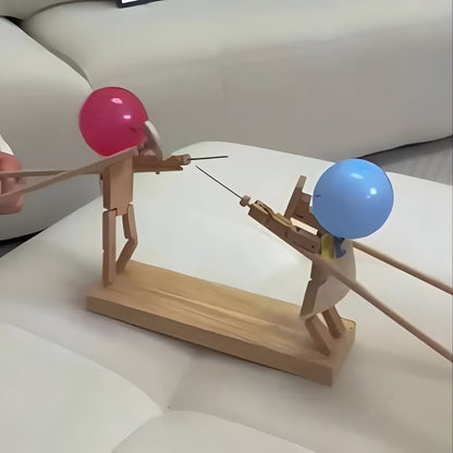 Handcrafted Wooden Duel Toy Set for 2 Players – Balloon Battle Game