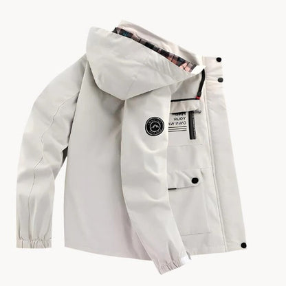 Water-Resistant Hooded Jacket for Men – Breathable Windbreaker for Hiking and Camping