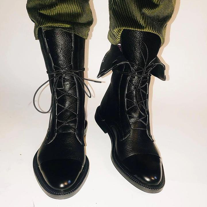 Women's Black Lace-Up Ankle Booties in Eco Leather with Cotton Lining
