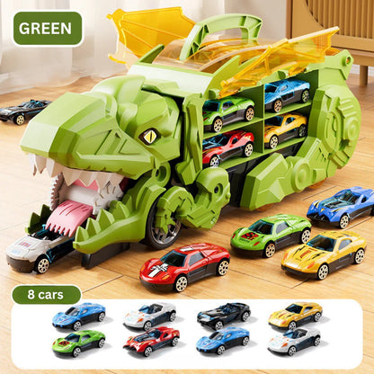Transforming Dino Truck Playset with Racing Tracks and Cars