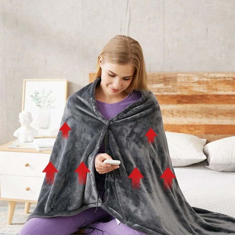 Portable Electric Heated Throw Blanket 59 x 31.5 in with 3 Heat Levels for Office, Car, Dorm, Camping