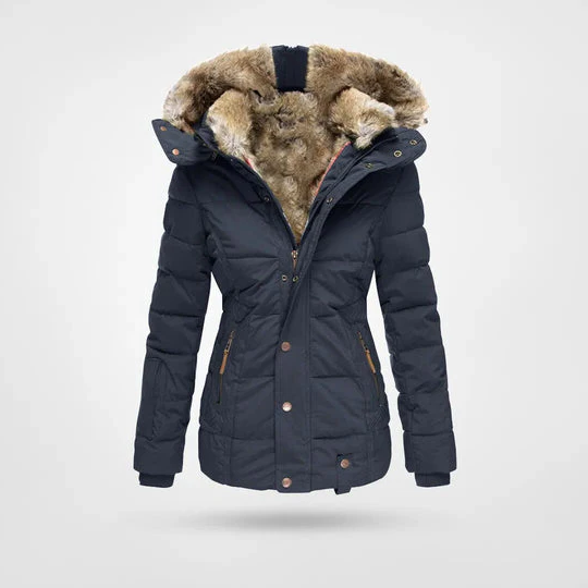 Fleece-Lined Hooded Winter Coat with Four Pockets, Available in S to 4XL