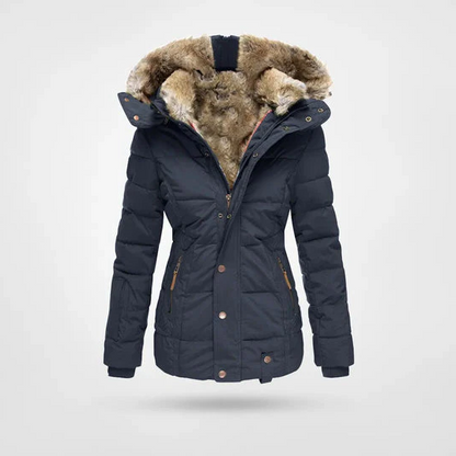 Fleece-Lined Hooded Winter Coat with Four Pockets, Available in S to 4XL