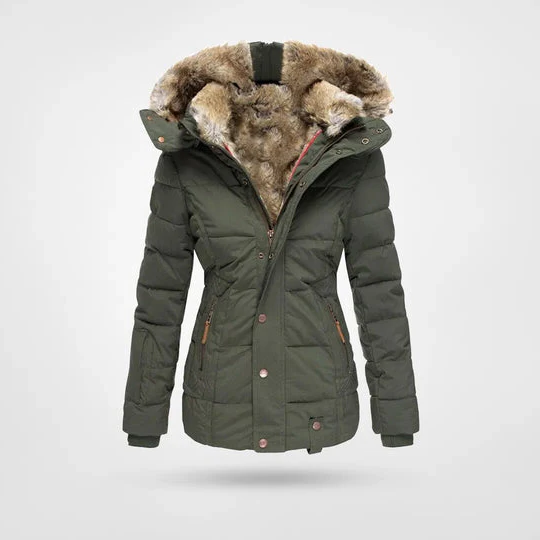 Fleece-Lined Hooded Winter Coat with Four Pockets, Available in S to 4XL