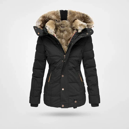 Fleece-Lined Hooded Winter Coat with Four Pockets, Available in S to 4XL