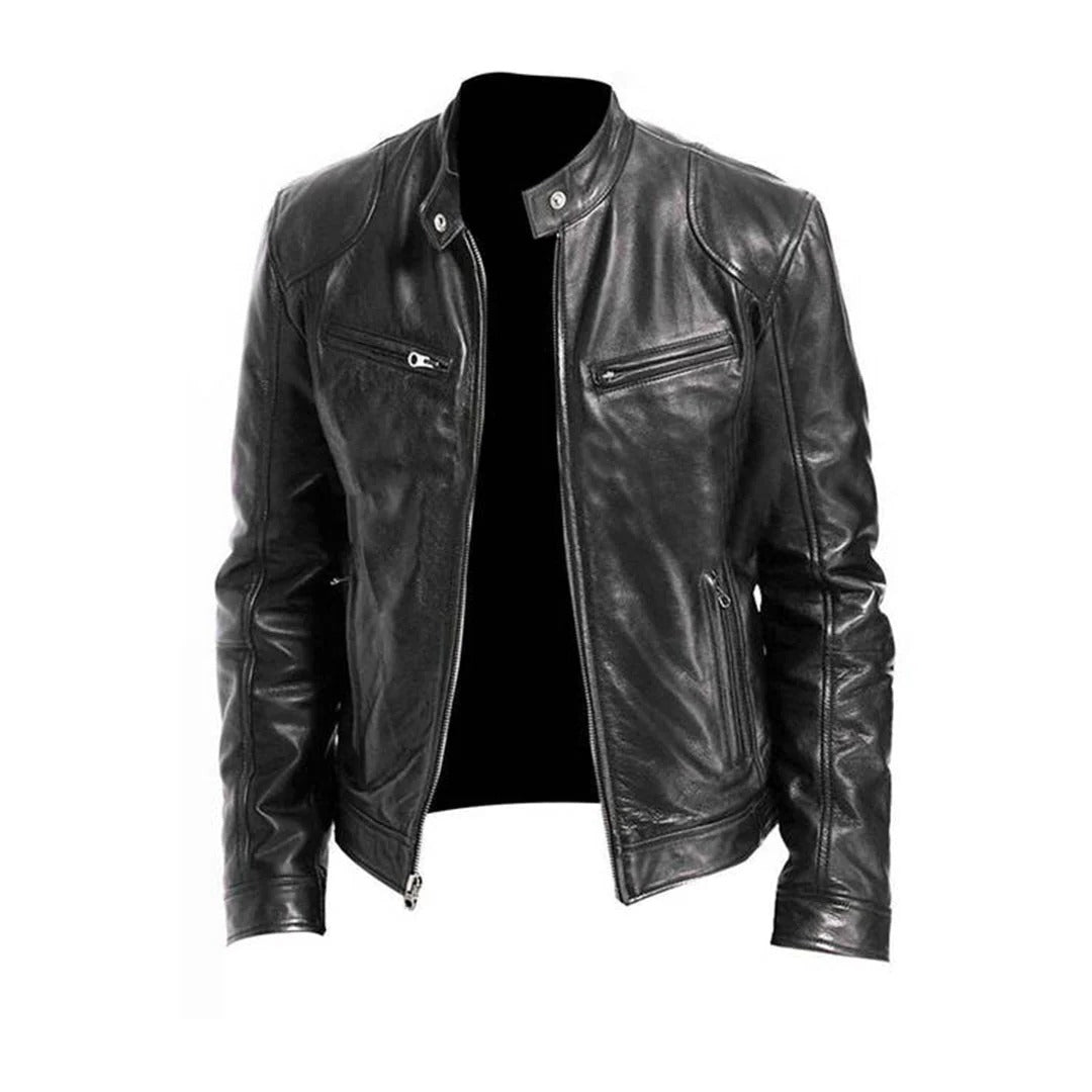 Men's Stylish Faux Leather Jacket with Breathable Lining and Light Insulation