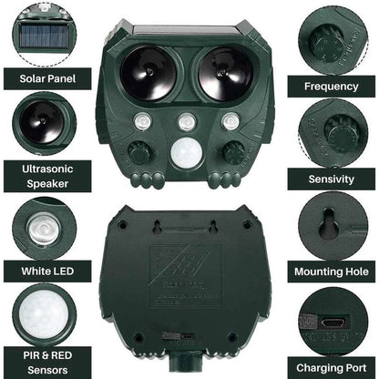 Solar-Powered Ultrasonic Animal Deterrent with Motion Sensor
