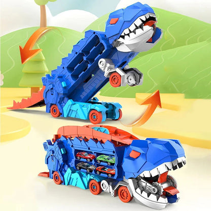Transforming Dino Truck Playset with Racing Tracks and Cars
