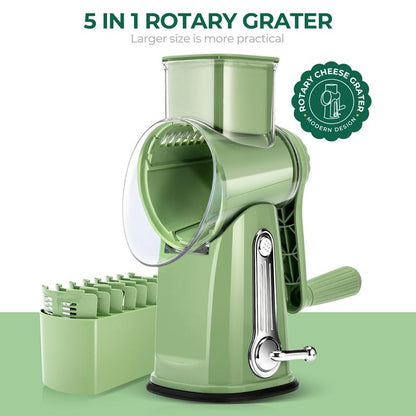 Versatile Kitchen Grater with 5 Easy-Swap Blades and Suction Base