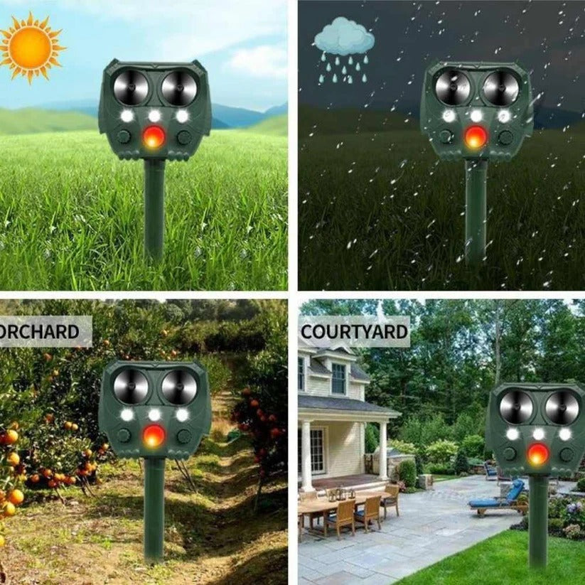 Solar-Powered Ultrasonic Animal Deterrent with Motion Sensor
