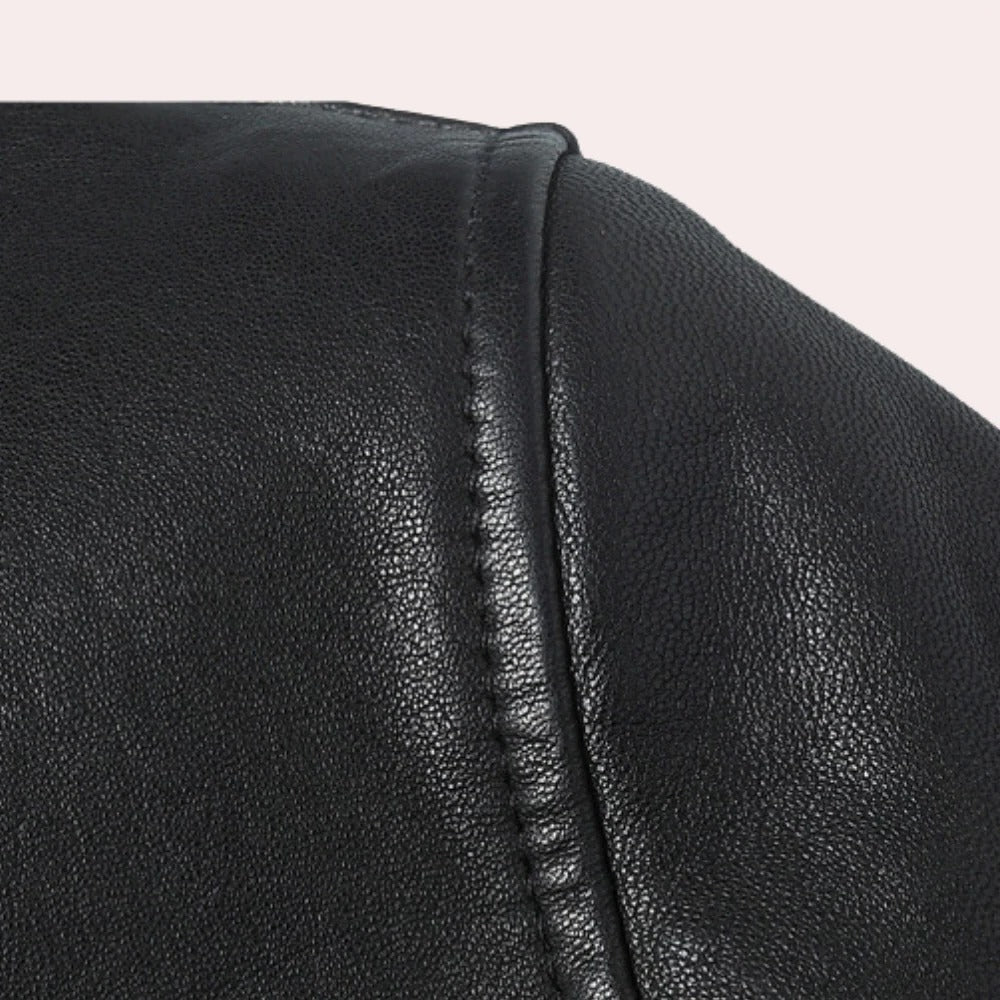Men's Stylish Faux Leather Jacket with Breathable Lining and Light Insulation
