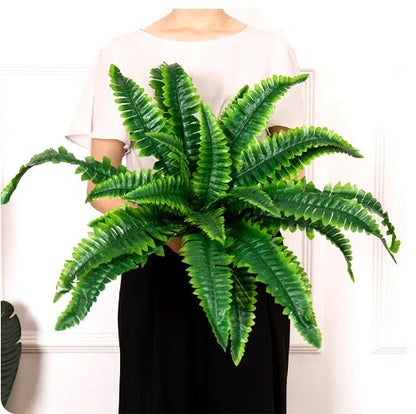 Lifelike Outdoor Boston Fern – UV Resistant Fake Hanging Plant with 18 Branches for Home and Patio Decor