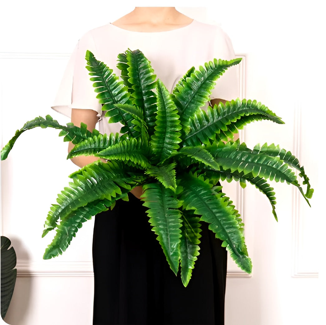 UV Resistant Artificial Boston Fern, 27.5in Wide with 18 Branches