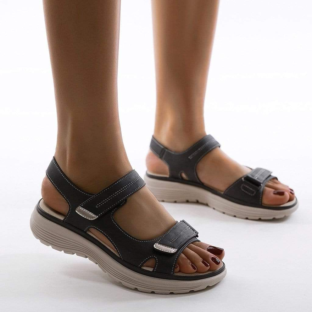 Adjustable Straps Women's Summer Walking Sandals - Orthopedic Platform in Nude, Blue, Black