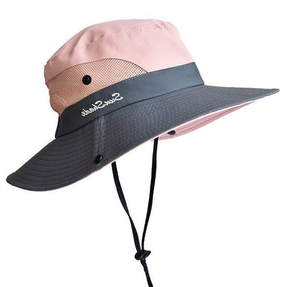 Adjustable Drawstring Sun Hat for Women – Foldable UV Protection Beach Cap