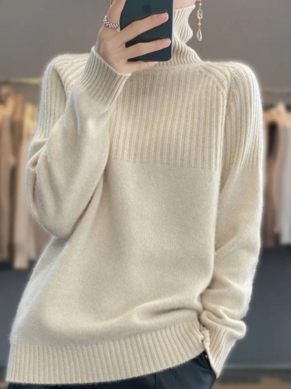 Soft Cashmere Knit Pullover Jumper for Women - Turtleneck Sweater in 11 Colors
