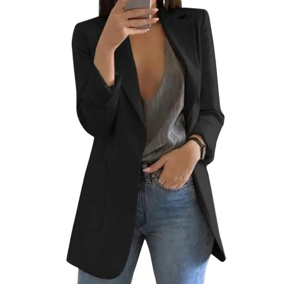 Essential Wool Long Blazer for Women - Effortless Elegance