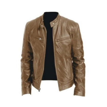 Men's Stylish Faux Leather Jacket with Breathable Lining and Light Insulation
