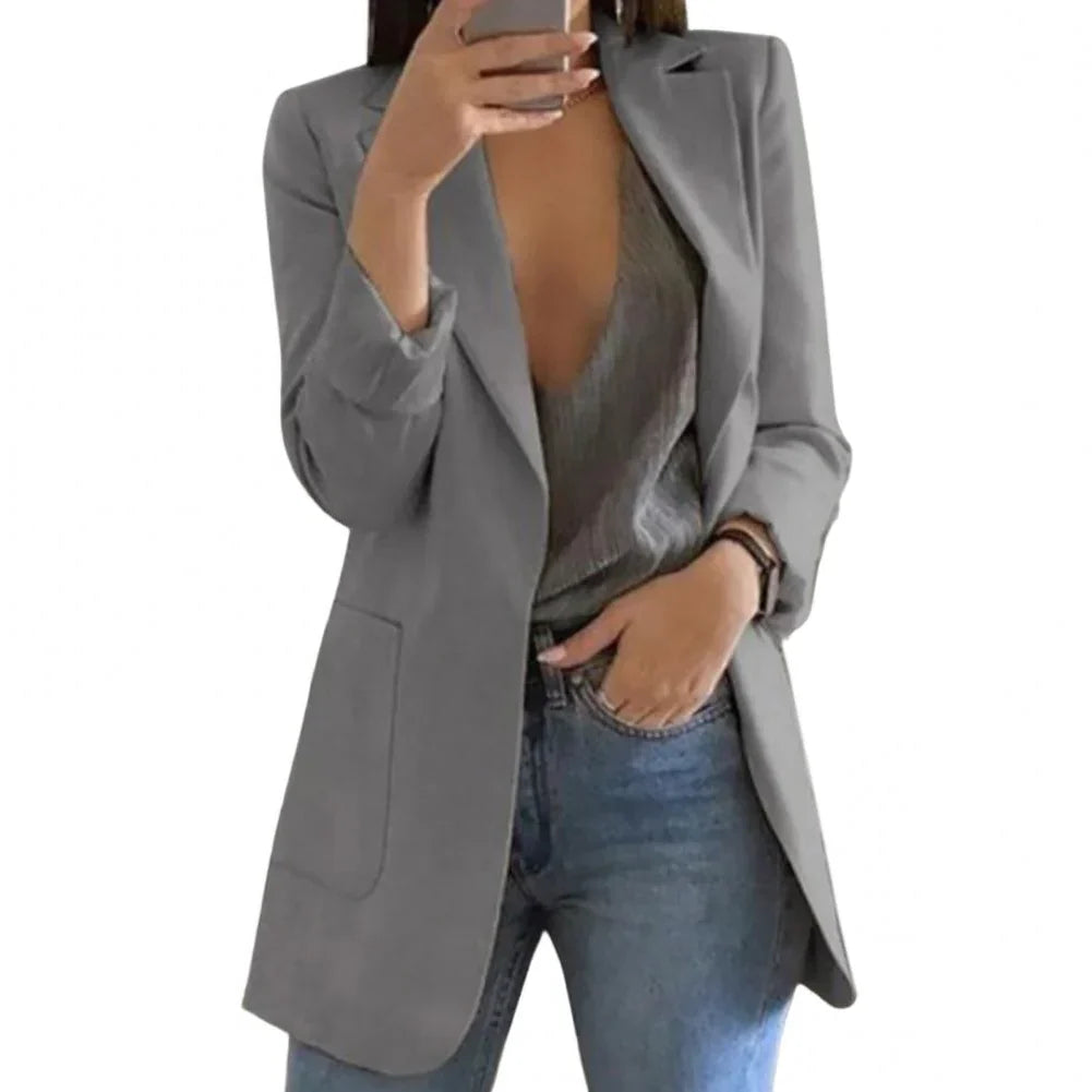 Essential Wool Long Blazer for Women - Effortless Elegance