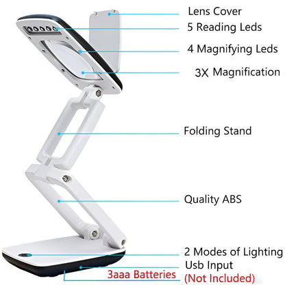 Adjustable Floor Magnifier with LED Lighting and 3X Zoom