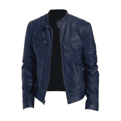 Men's Stylish Faux Leather Jacket with Breathable Lining and Light Insulation