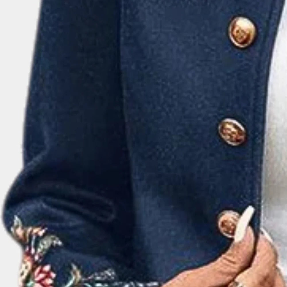 Floral Print Blazer for Women, Soft Polyester Jacket without Collar for Work and Evening Wear