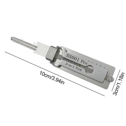 Precision Dual Function Locksmith Tool in Stainless Steel