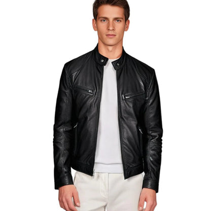 Men's Stylish Faux Leather Jacket with Breathable Lining and Light Insulation
