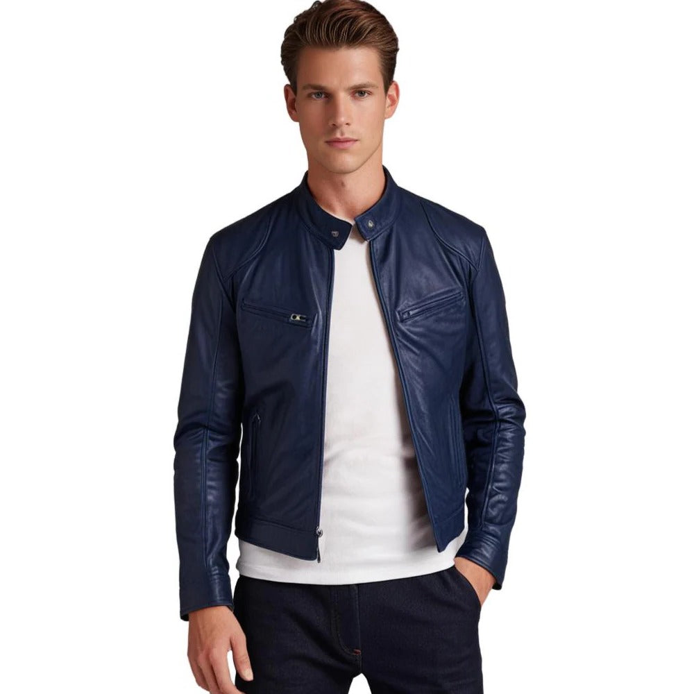 Men's Stylish Faux Leather Jacket with Breathable Lining and Light Insulation