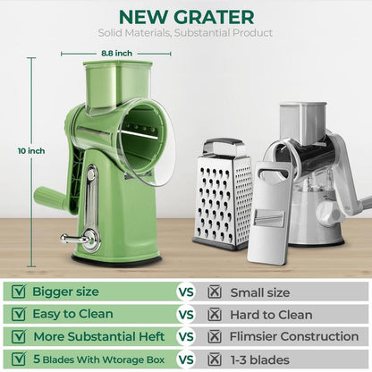 Versatile Kitchen Grater with 5 Easy-Swap Blades and Suction Base