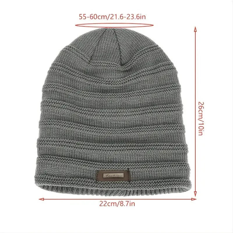 Thick Knit Beanie Hat for Men – Winter Insulated, Elastic Fit, Multiple Colors