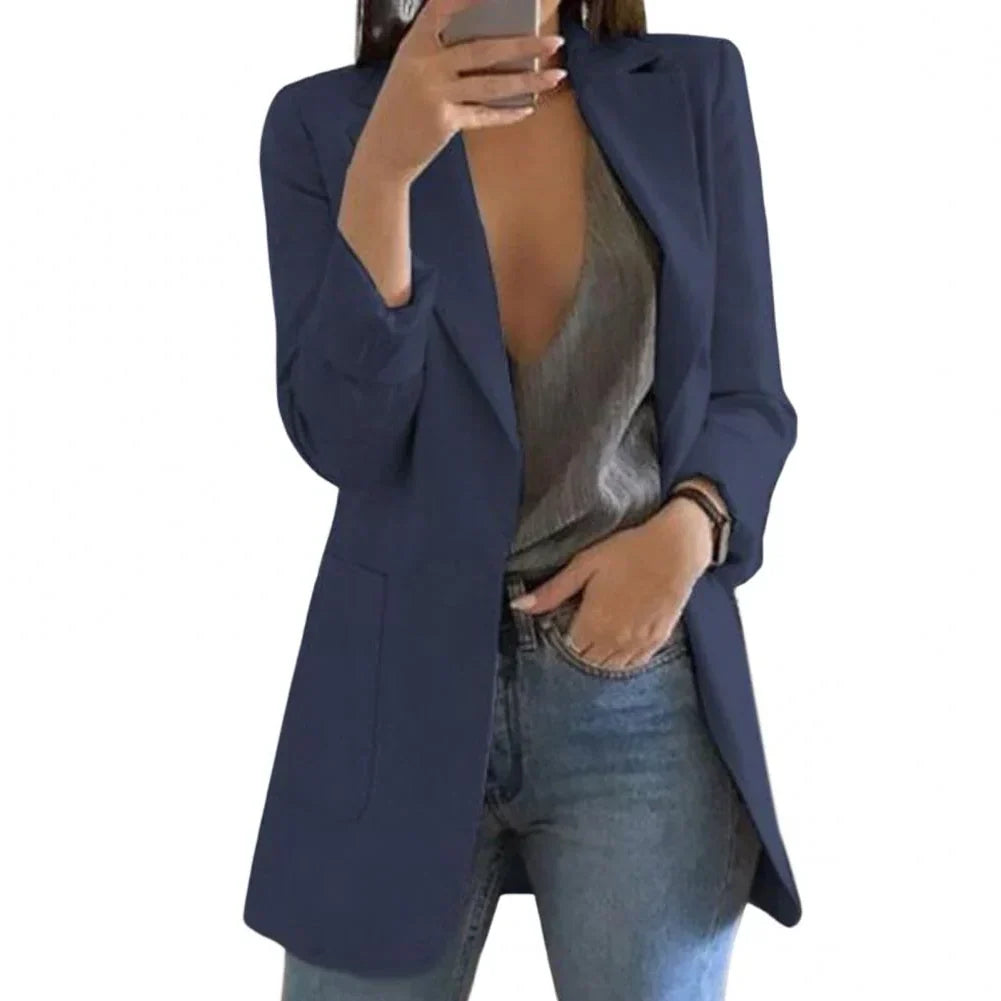 Essential Wool Long Blazer for Women - Effortless Elegance