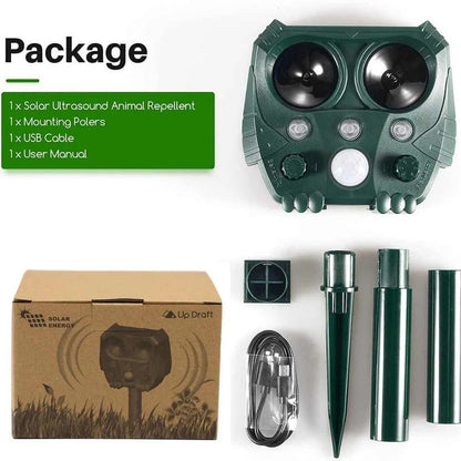 Solar-Powered Ultrasonic Animal Deterrent with Motion Sensor