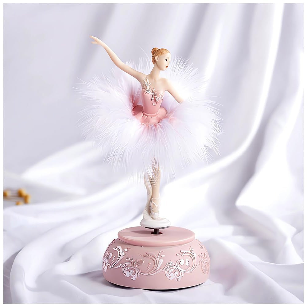 Elegant Ballerina Music Box with Manual Wind and Twirling Dancer