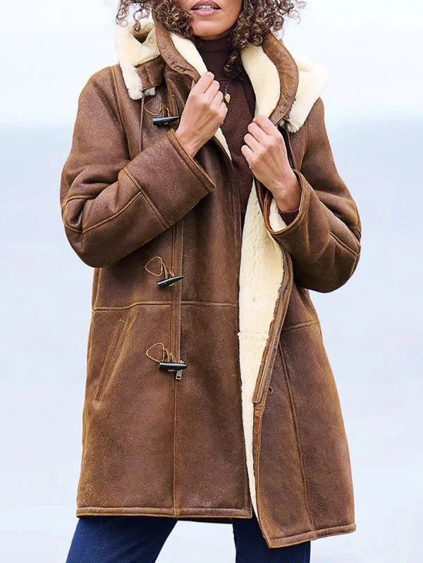 Lightweight Brown Hooded Long Puffer Coat for Women - Winter Jacket, S to 2XL