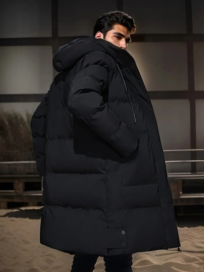 Men's Weather-Resistant Winter Coat with Adjustable Hood and Smart Pockets