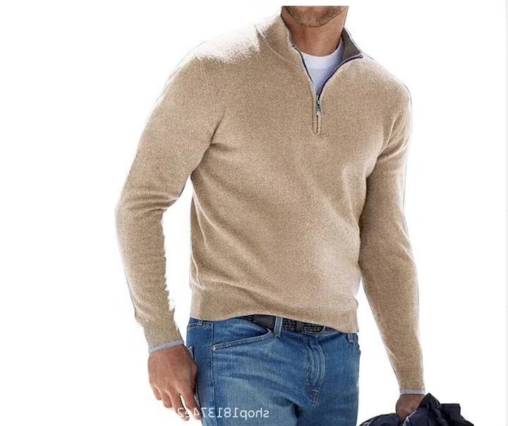 Men's Luxe Cashmere Blend Zip-Up Sweater - Comfort Fit