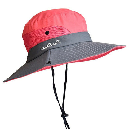 Adjustable Drawstring Sun Hat for Women – Foldable UV Protection Beach Cap