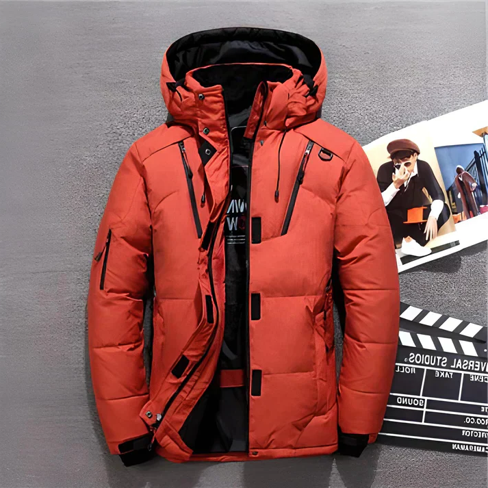 Water-Resistant Winter Coat with Adjustable Hood and Secure Pockets