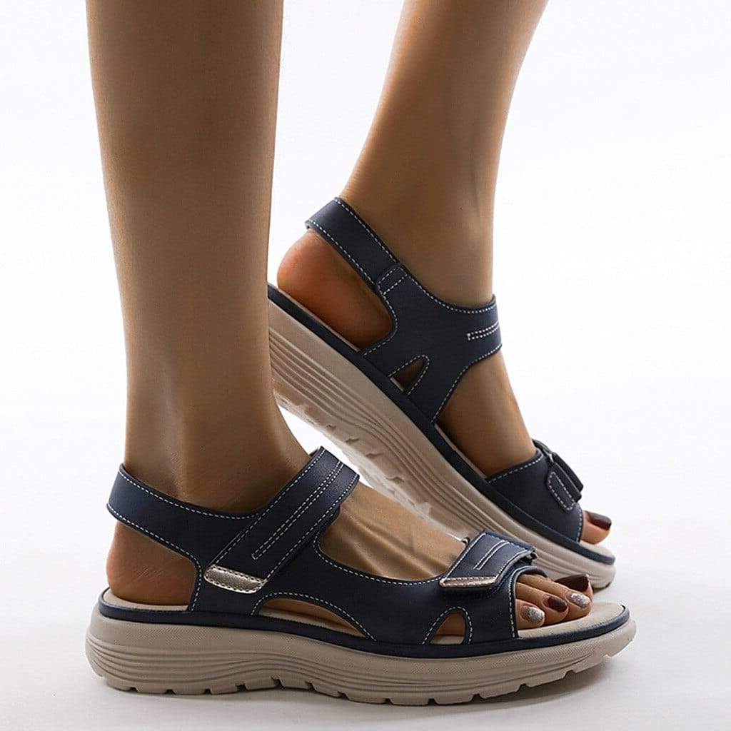 Adjustable Straps Women's Summer Walking Sandals - Orthopedic Platform in Nude, Blue, Black