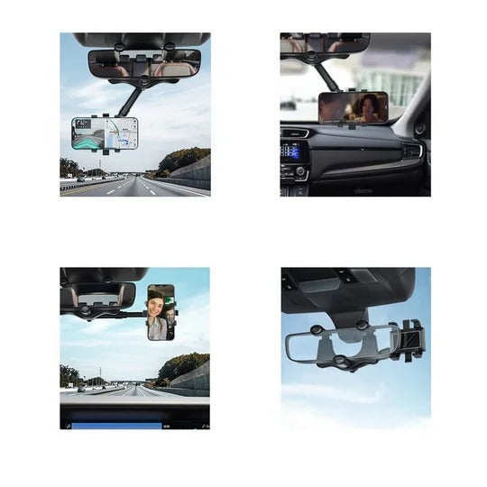Versatile Rearview Mirror Smartphone Mount with Adjustable Features