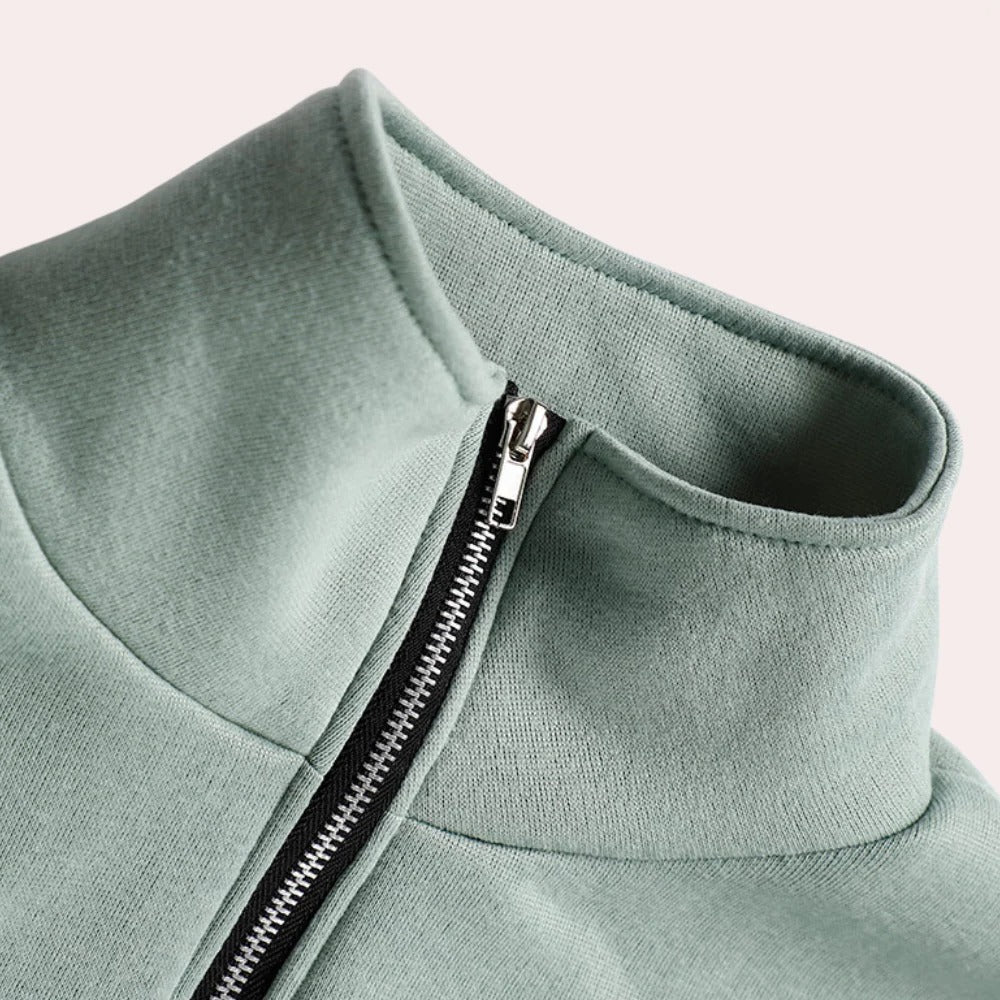 Soft Breathable Women's Loungewear Set - Half Zip Vest and Joggers