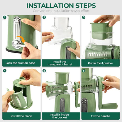 Versatile Kitchen Grater with 5 Easy-Swap Blades and Suction Base