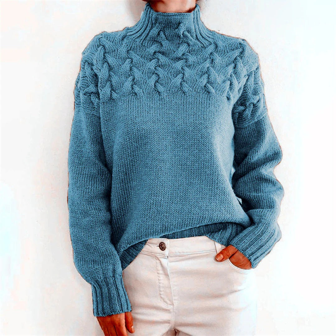 Chunky Knit Pullover Jumper for Women – Soft Oversized Turtleneck Sweater