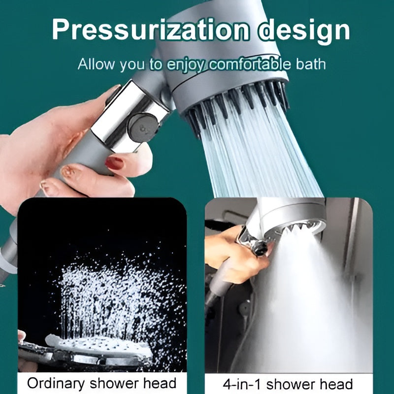 9-Stage Filtration Shower Head with Pressure Enhancement and Button Control